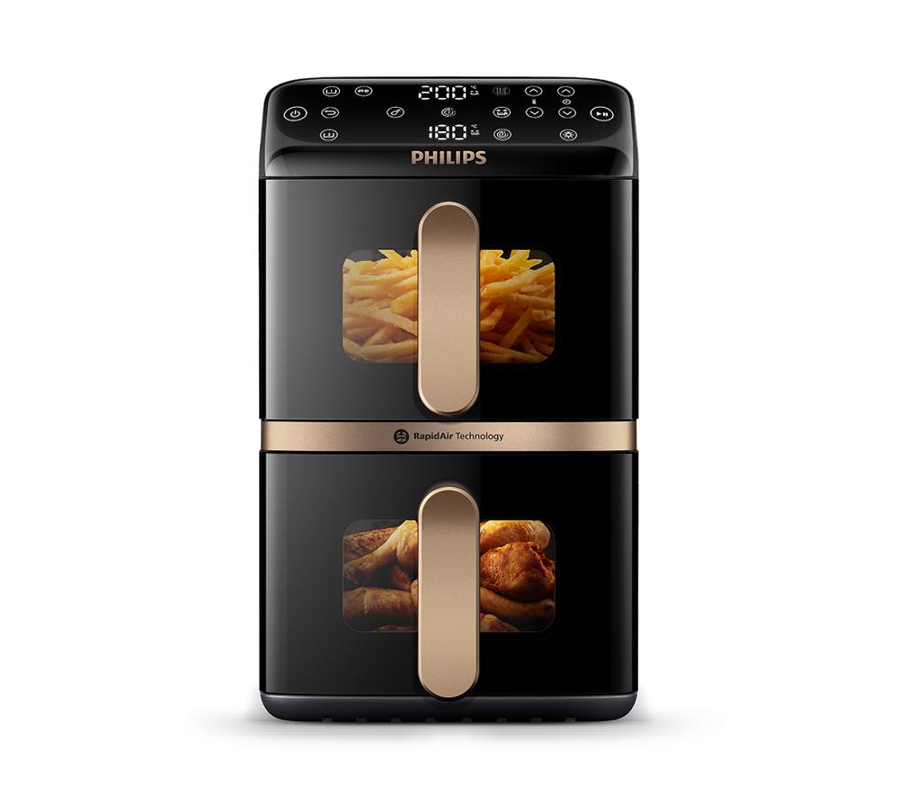 PHILIPS 4000 Series NA462/79 Stacked Dual Basket Air Fryer - Black & Copper