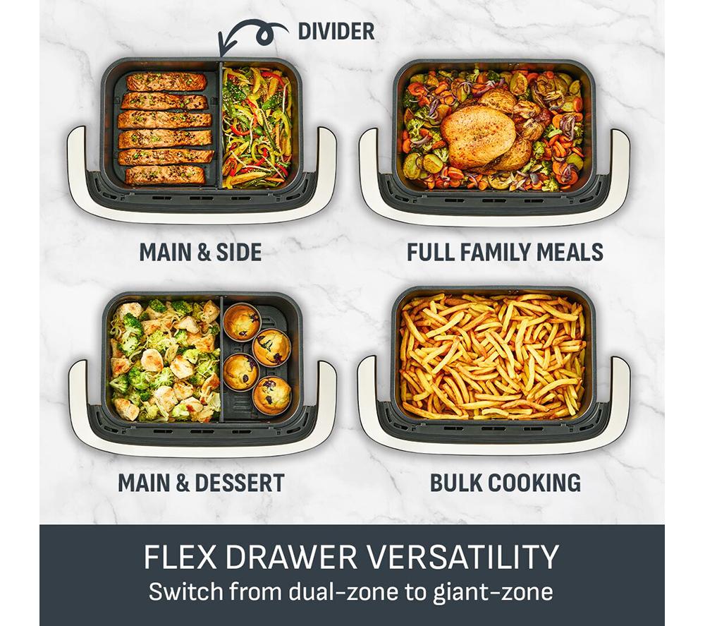 TEFAL Easy Fry EY922 9L FlexDrawer Dual Air Fryer - Stainless Steel
