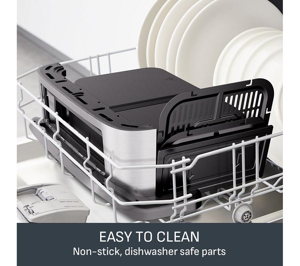 TEFAL Easy Fry EY922 9L FlexDrawer Dual Air Fryer - Stainless Steel