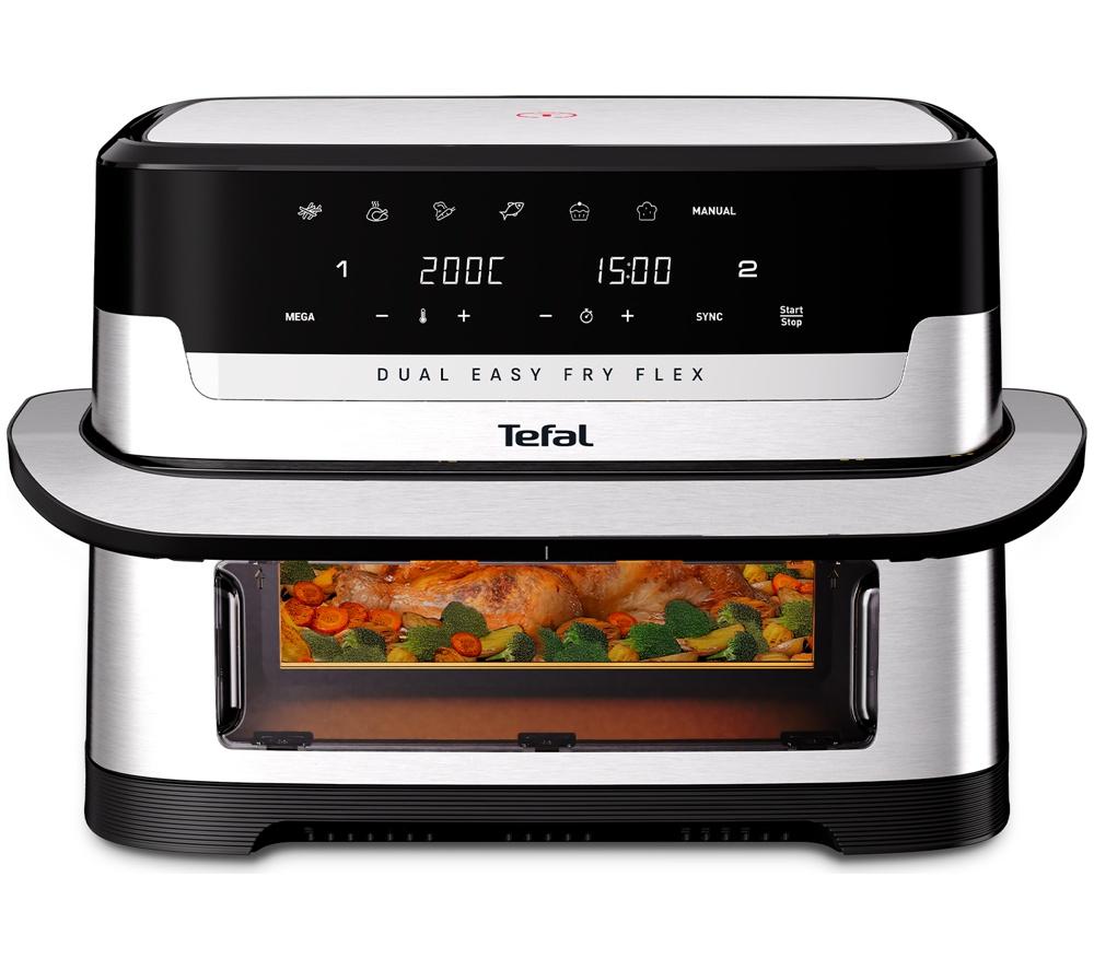 TEFAL Easy Fry EY922 9L FlexDrawer Dual Air Fryer - Stainless Steel
