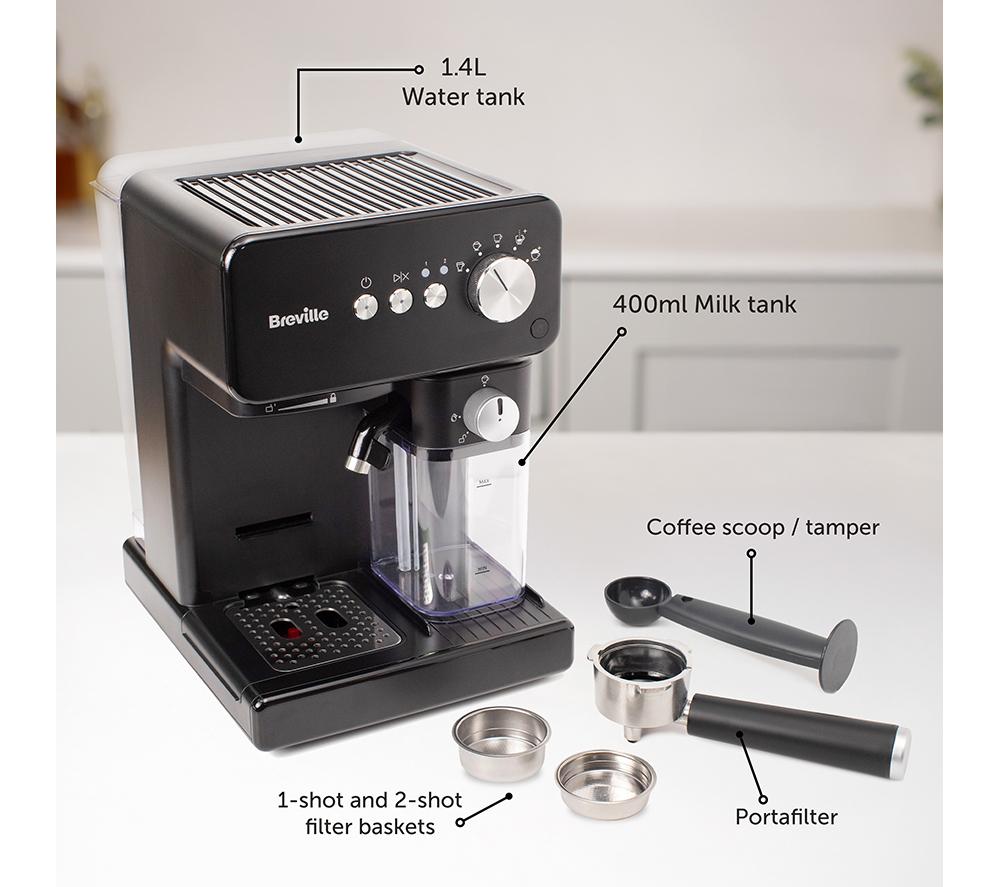 BREVILLE Prima Latte VCF183 Kaffeemaschine - Schwarz