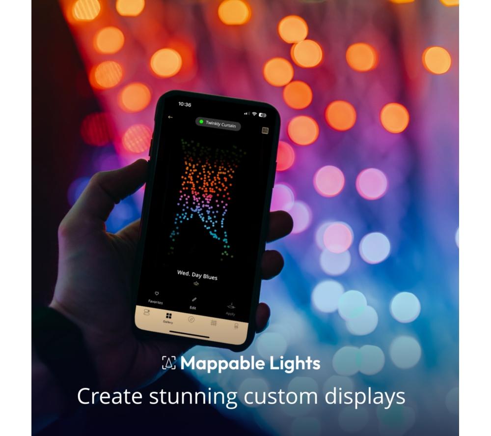 TWINKLY Curtain Gen 2.5 Smart RGB+W LED String Lights - 210 LEDs