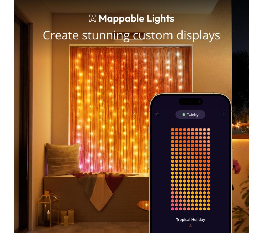 TWINKLY Curtain Gen 2.5 Smart RGB+W LED String Lights - 210 LEDs
