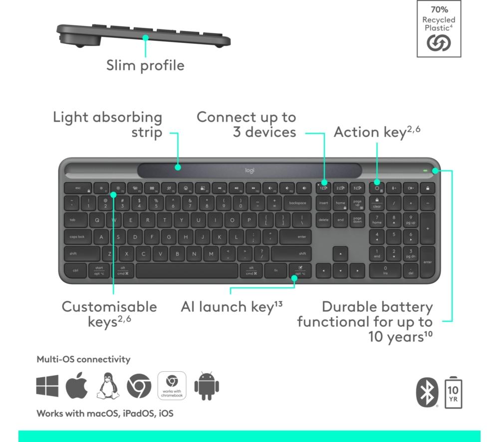 Teclado inalámbrico Logitech Signature Slim Solar+ - Grafito
