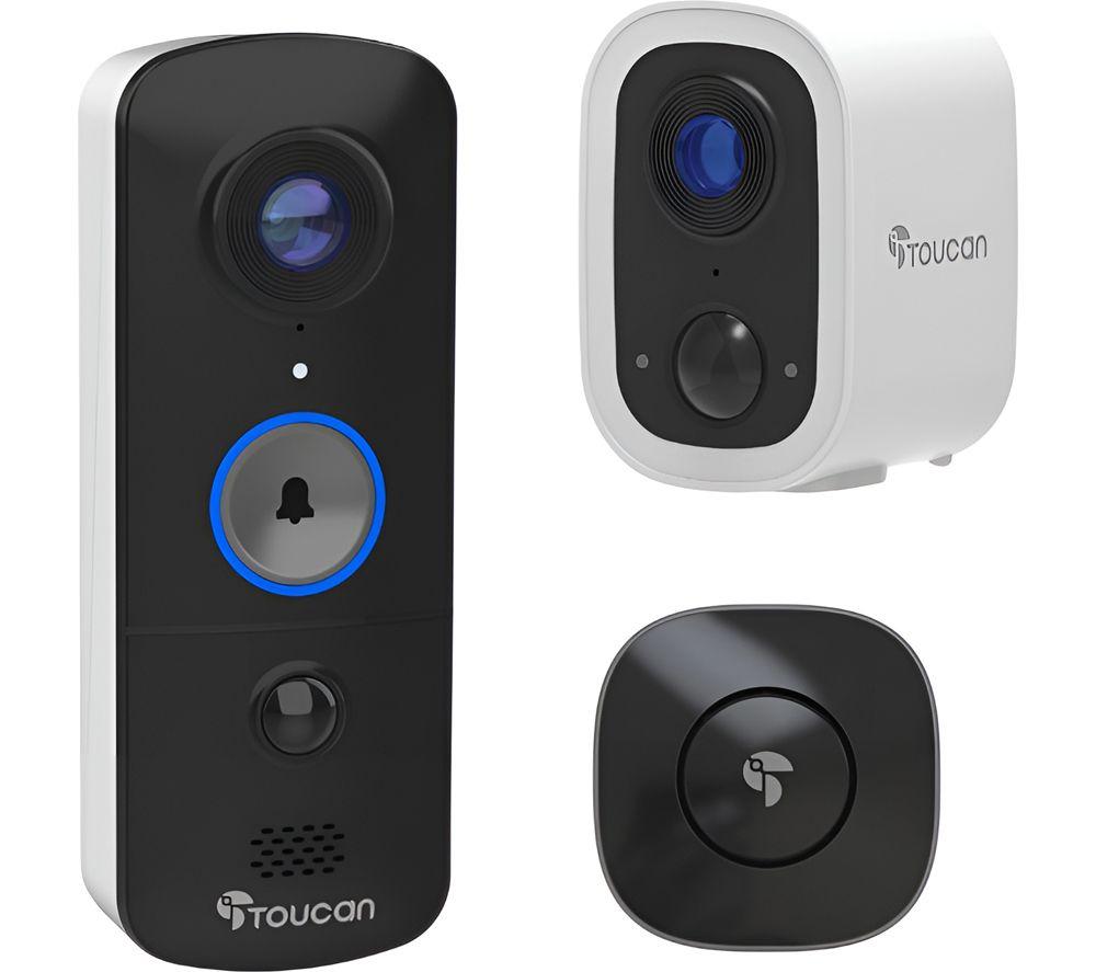 TOUCAN V3S4DX-ML 1296p WiFi Video Doorbell with Chime & Wireless Security Camera S4