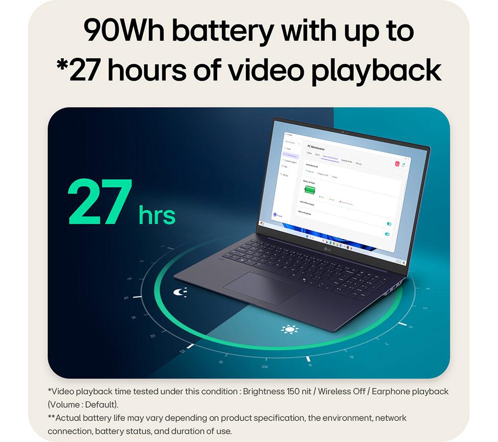 LG gram Pro 17Z90TR-E.AD88A1 Portátil de 17" - Intel® Core™ Ultra 7, 1 TB SSD, Negro