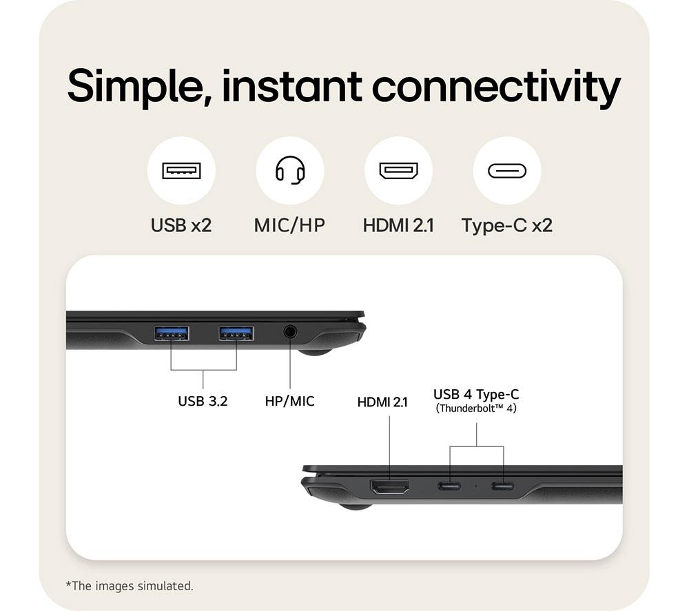 LG gram Pro 17Z90TR-E.AD88A1 Portátil de 17" - Intel® Core™ Ultra 7, 1 TB SSD, Negro