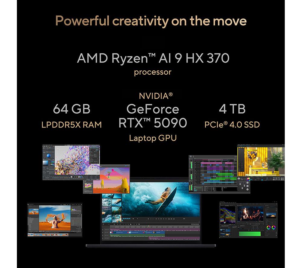 ASUS ProArt P16 Copilot+ PC Portátil OLED de 16" - AMD Ryzen AI 9, 2TB SSD, Negro Nano