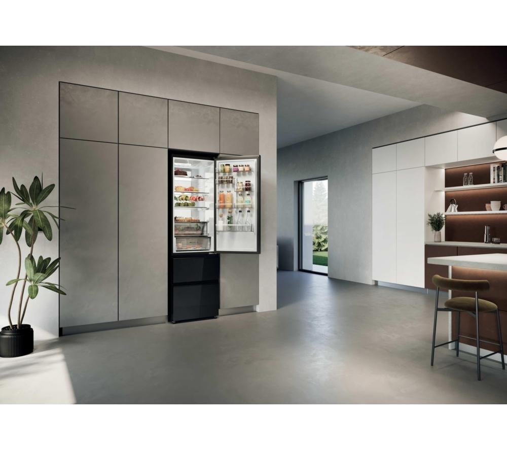 Frigorífico combi inteligente HAIER 3D 60 Serie 7 No Frost HTW7620DNGB – Cristal negro obsidiana