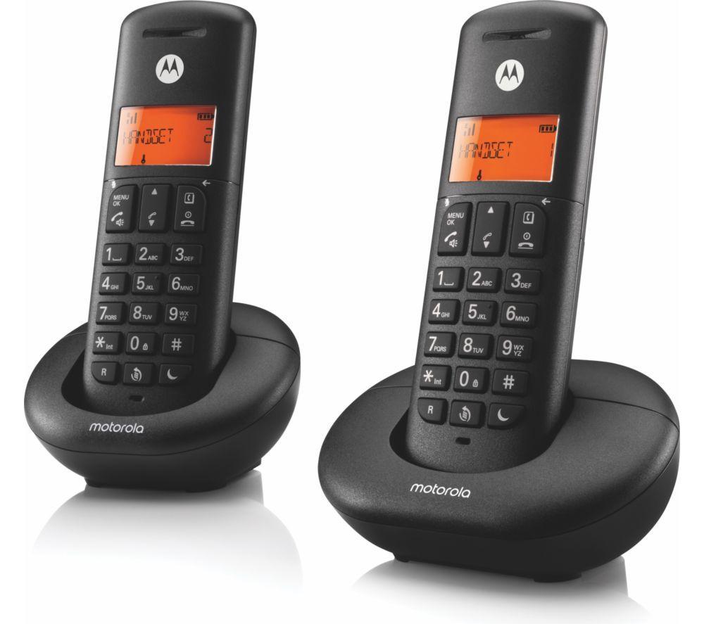 MOTOROLA E202 Cordless Phone - Twin Handsets, Black