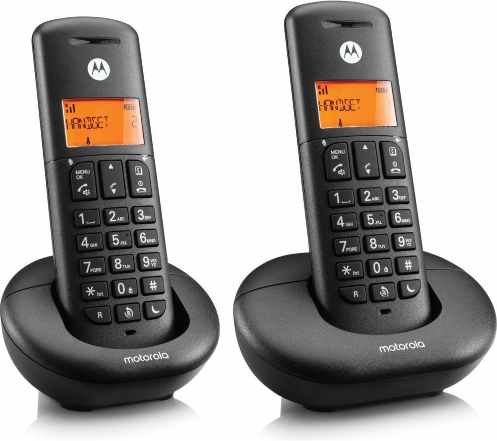 MOTOROLA E202 Cordless Phone - Twin Handsets, Black