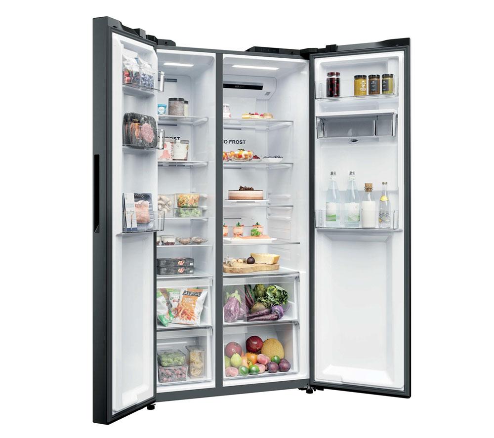 HOOVER HONSQ2T918EWBK SBS WD American-Style Fridge Freezer - Black