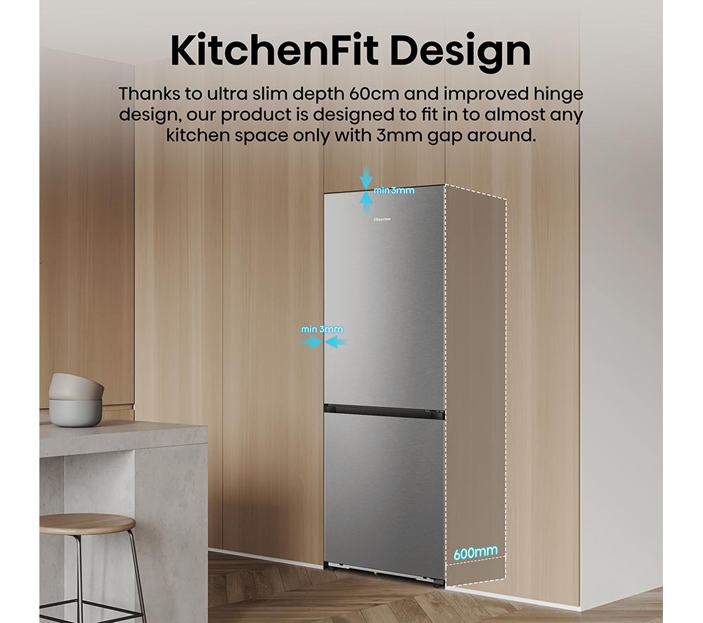 HISENSE KitchenFit RB3K330SAIC Smart 60/40 Fridge Freezer - Silver Inox