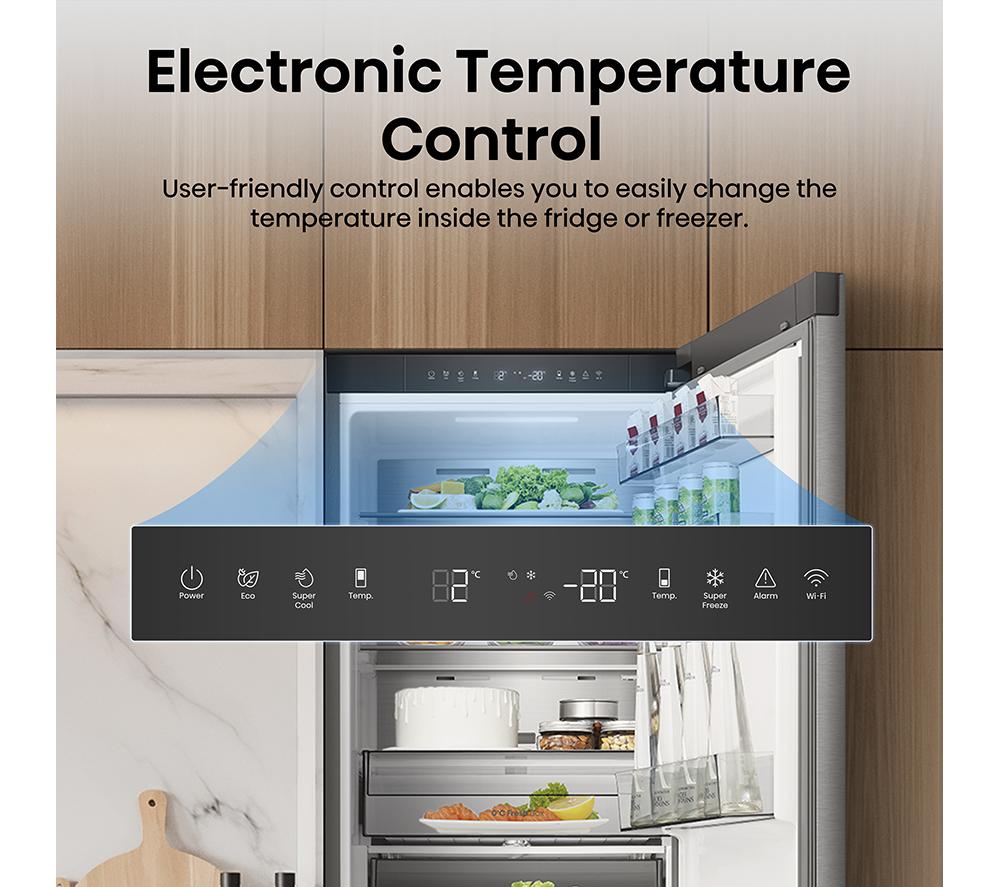 HISENSE KitchenFit RB3K330SAIC Smart 60/40 Fridge Freezer - Silver Inox