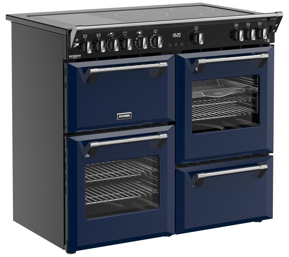 STOVES Richmond Deluxe 100Ei Electric Induction Range Cooker - Midnight Blue & Chrome