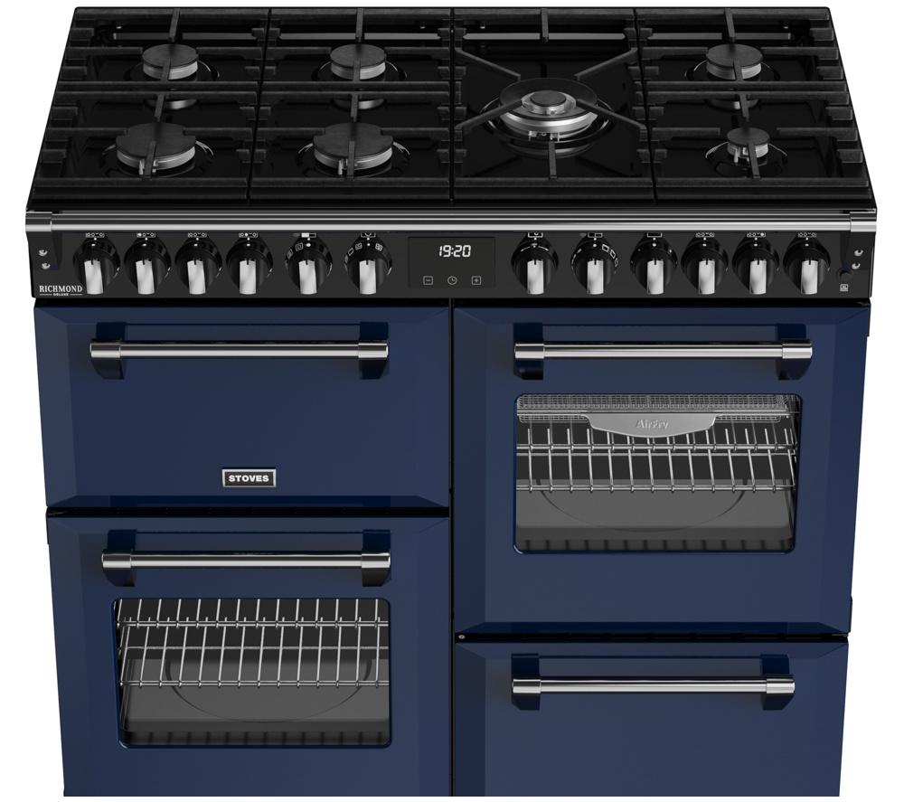 STOVES Richmond Deluxe 100DF Dual Fuel Range Cooker - Midnight Blue & Chrome