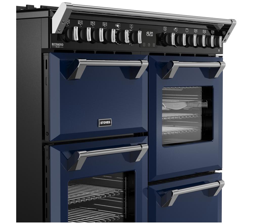 STOVES Richmond Deluxe 100DF Dual Fuel Range Cooker - Midnight Blue & Chrome