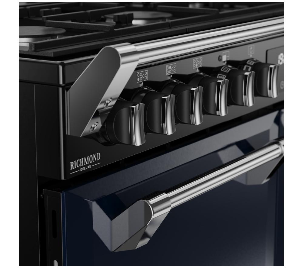 STOVES Richmond Deluxe 100DF Dual Fuel Range Cooker - Midnight Blue & Chrome
