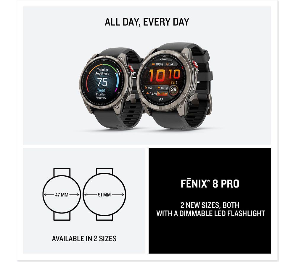 GARMIN fenix 8 Pro AMOLED Smart Watch - Graphite & Black, 51 mm