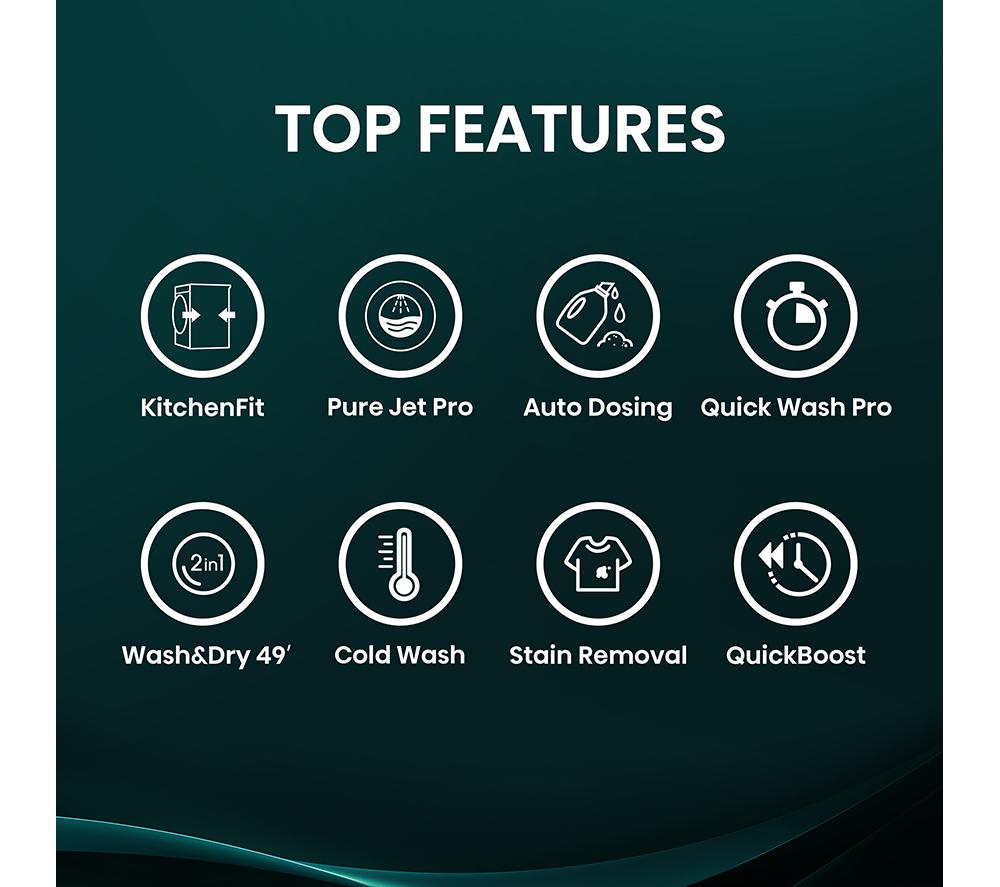 Lavadora Secadora HISENSE KitchenFit 5i Series WD5I1245BBR con Wi-Fi de 12 kg - Negra