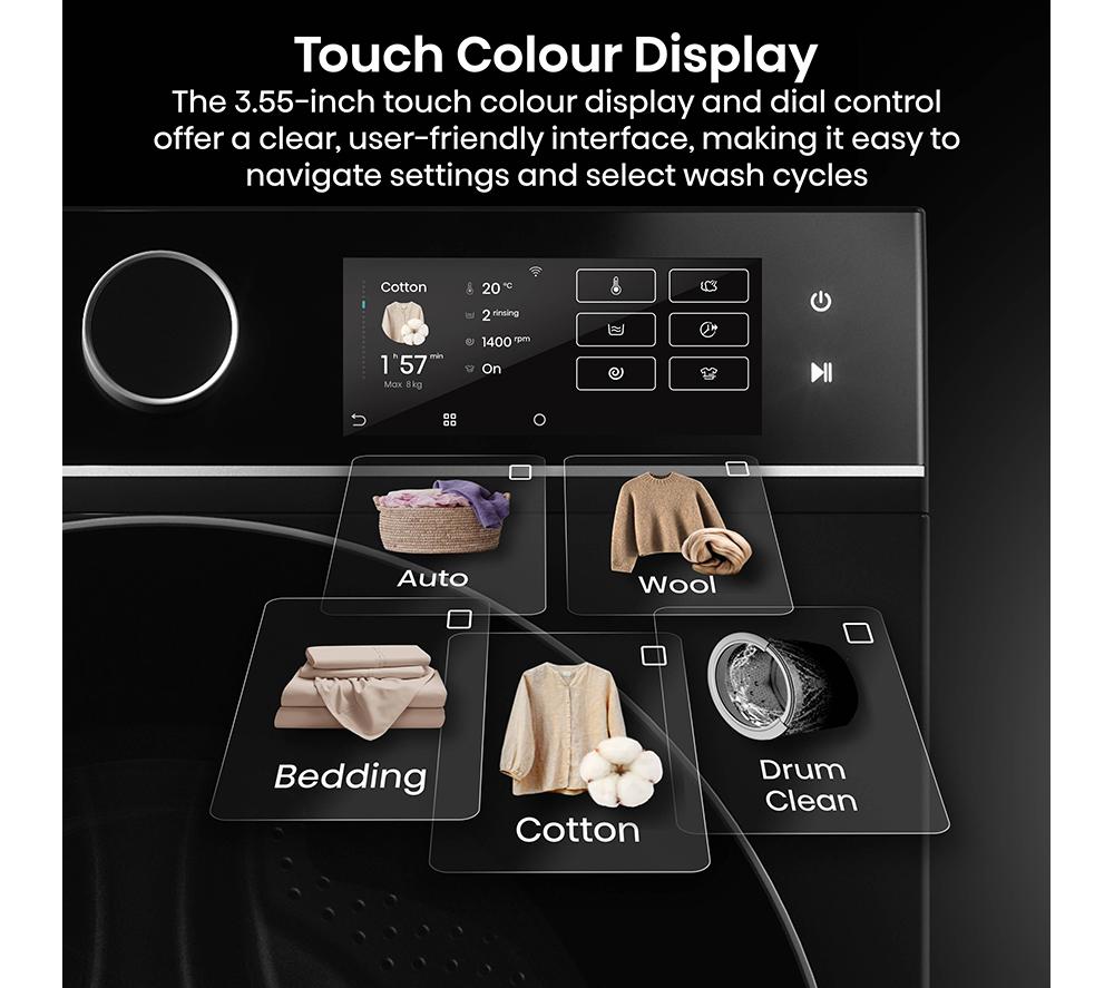 Lavadora Secadora HISENSE KitchenFit 5i Series WD5I1245BBR con Wi-Fi de 12 kg - Negra