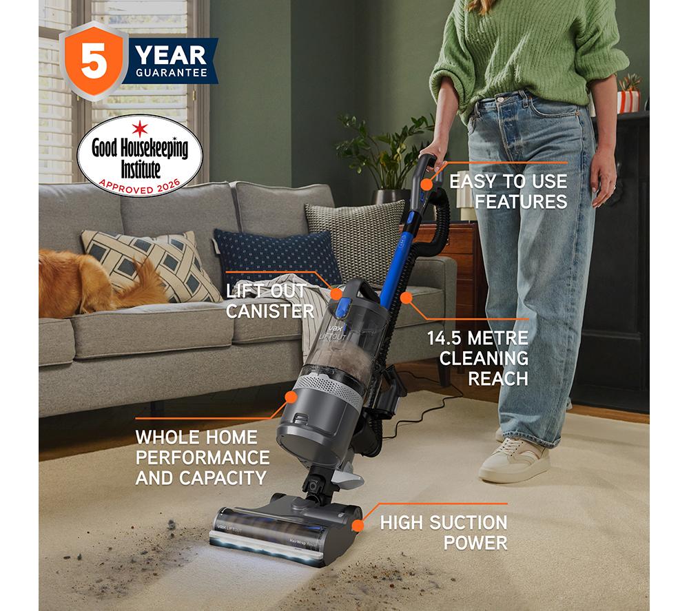VAX LiftOut Reach Pet Upright Bagless Vacuum Cleaner - Graphite & Blue