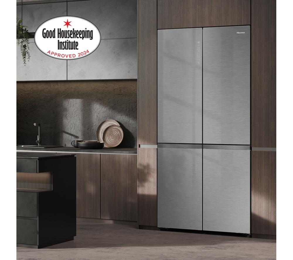 Frigorífico combi inteligente HISENSE KitchenFit RQ768N4GVE – Cristal plateado