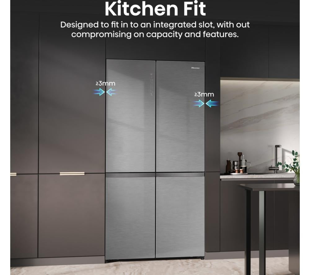 Frigorífico combi inteligente HISENSE KitchenFit RQ768N4GVE – Cristal plateado