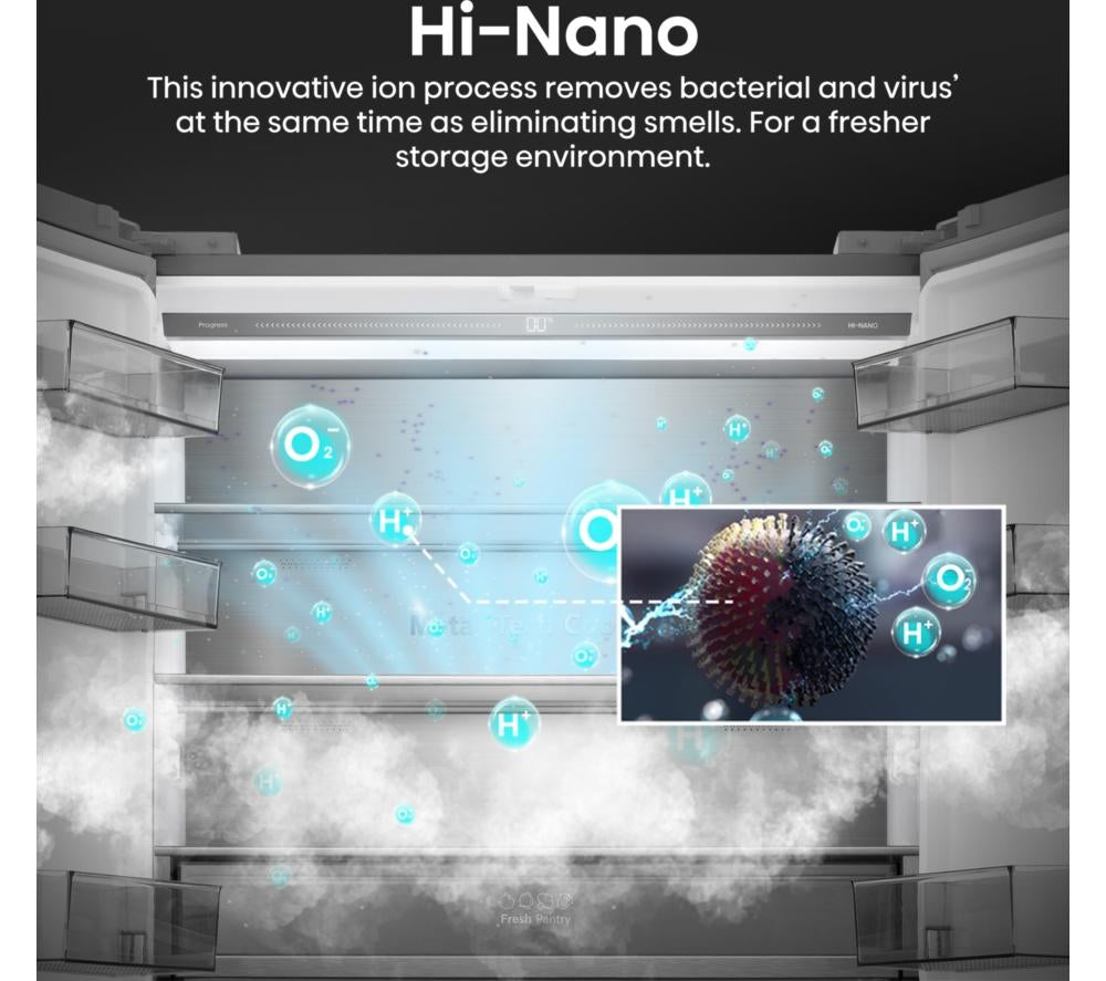 Frigorífico combi inteligente HISENSE KitchenFit RQ768N4GVE – Cristal plateado