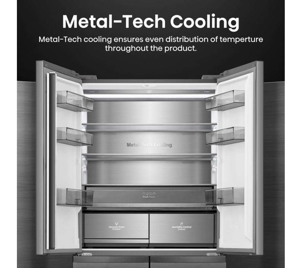 Frigorífico combi inteligente HISENSE KitchenFit RQ768N4GVE – Cristal plateado