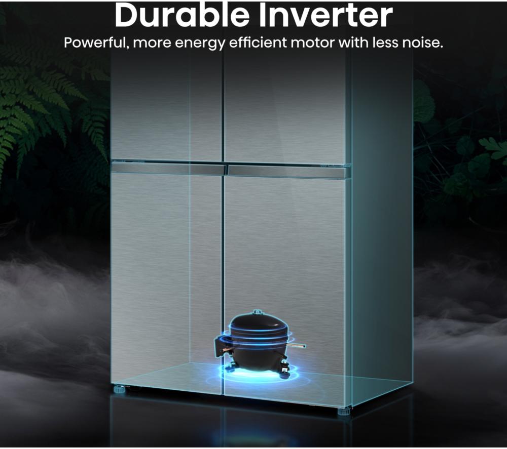 Frigorífico combi inteligente HISENSE KitchenFit RQ768N4GVE – Cristal plateado