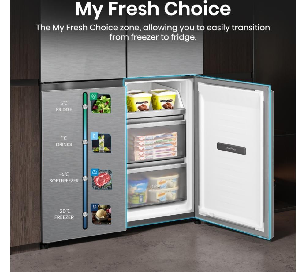 Frigorífico combi inteligente HISENSE KitchenFit RQ768N4GVE – Cristal plateado