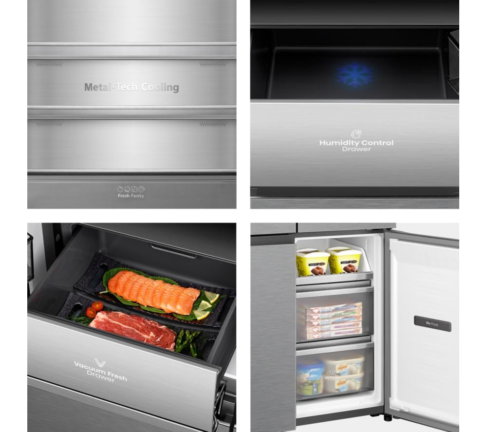 Frigorífico combi inteligente HISENSE KitchenFit RQ768N4GVE – Cristal plateado