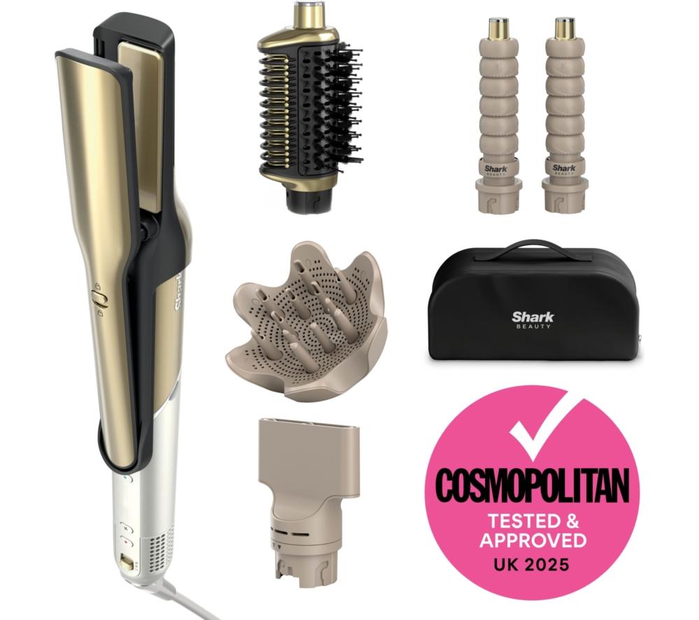 SHARK Glam Straight, Waves & Curls HD6052SUK Multi-Styler - Gold