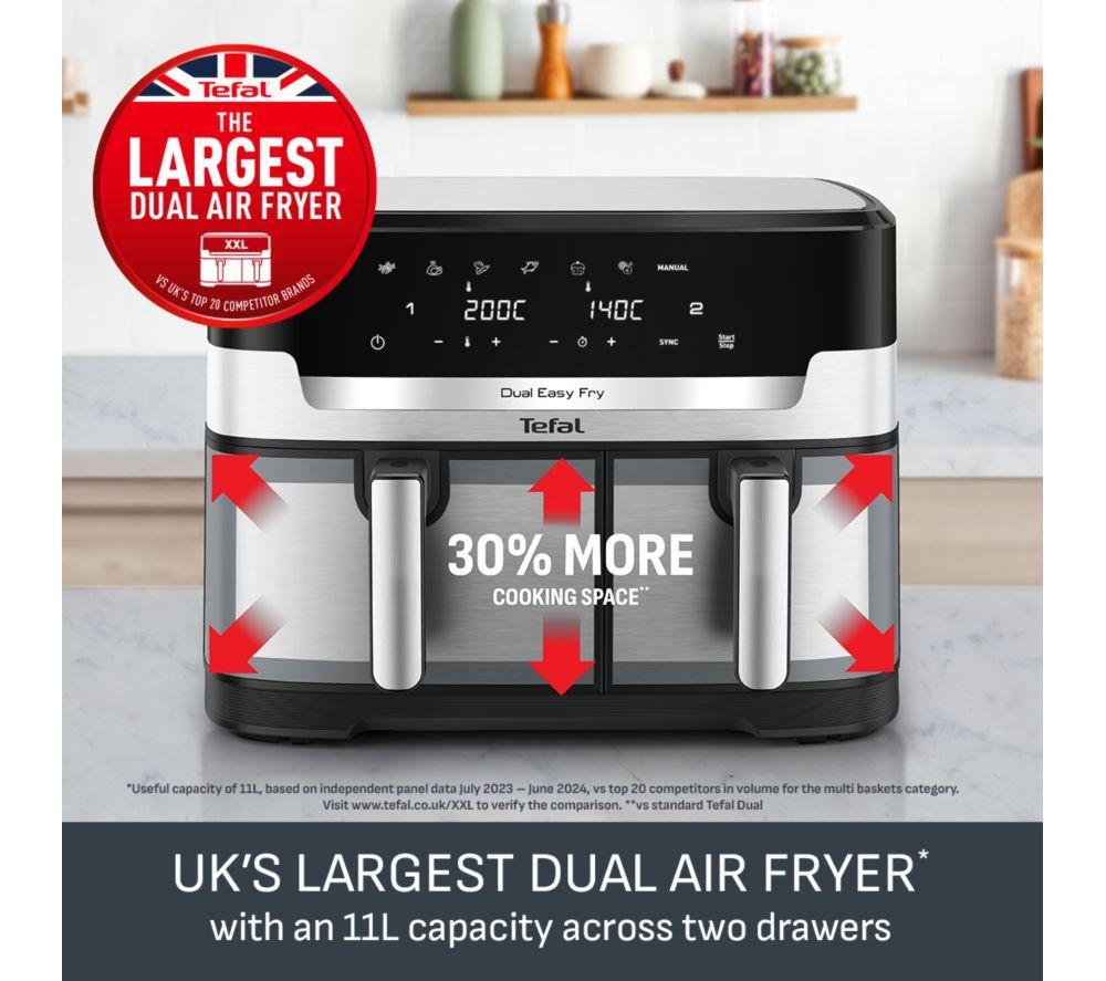 Freidora de aire TEFAL Easy Fry Dual XXL EY942DG1 de 11L - Acero inoxidable