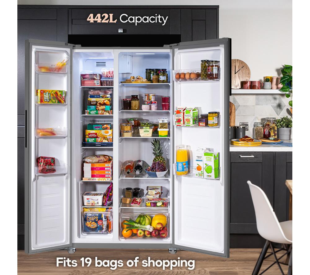 RUSSELL HOBBS RH90AFF201SS American-Style Fridge Freezer - Stainless Steel