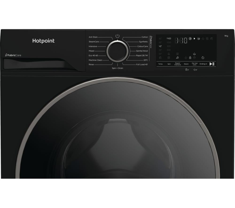 HOTPOINT FabricCare HBCA 93B CARE UK Lavadora de 9 kg y 1400 rpm - Negra