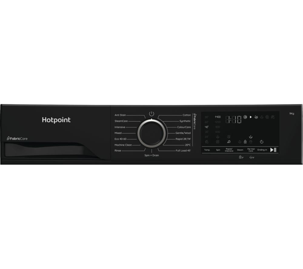 HOTPOINT FabricCare HBCA 93B CARE UK Lavadora de 9 kg y 1400 rpm - Negra