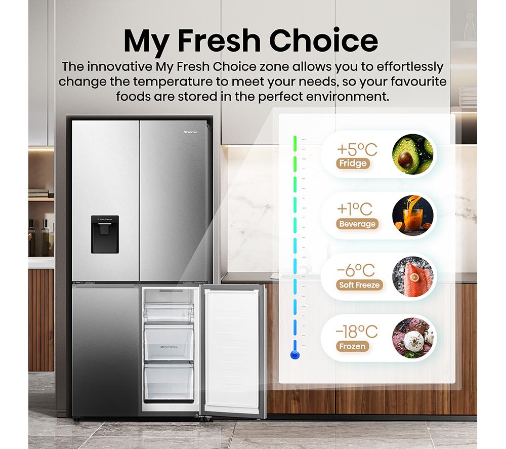 HISENSE PureFlat RQ5P470SMIE American-Style Smart Fridge Freezer - Stainless Steel