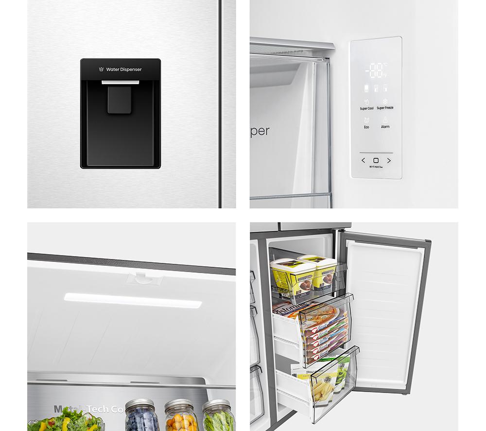 HISENSE PureFlat RQ5P470SMIE American-Style Smart Fridge Freezer - Stainless Steel