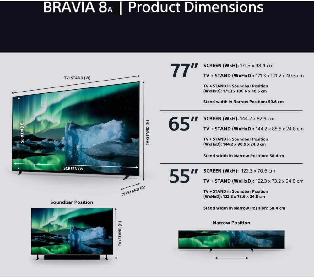 SONY BRAVIA 8A 55” OLED 4K HDR AI Smart TV - K55XR8AB