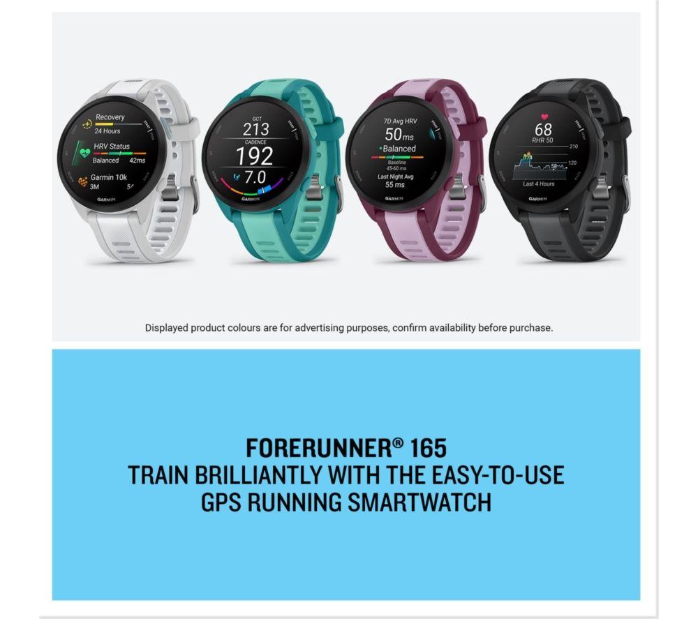 GARMIN Forerunner 165 Music Sports Watch - Mist Grey & Whitestone, 43 mm