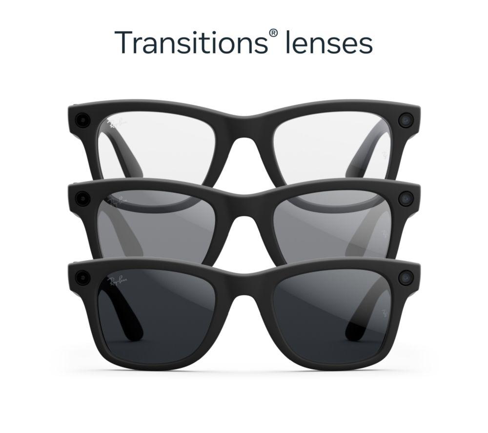RAY-BAN META Wayfarer (Gen 2) Glasses - Matte Black with Clear to Grey Transitions Lenses, Large