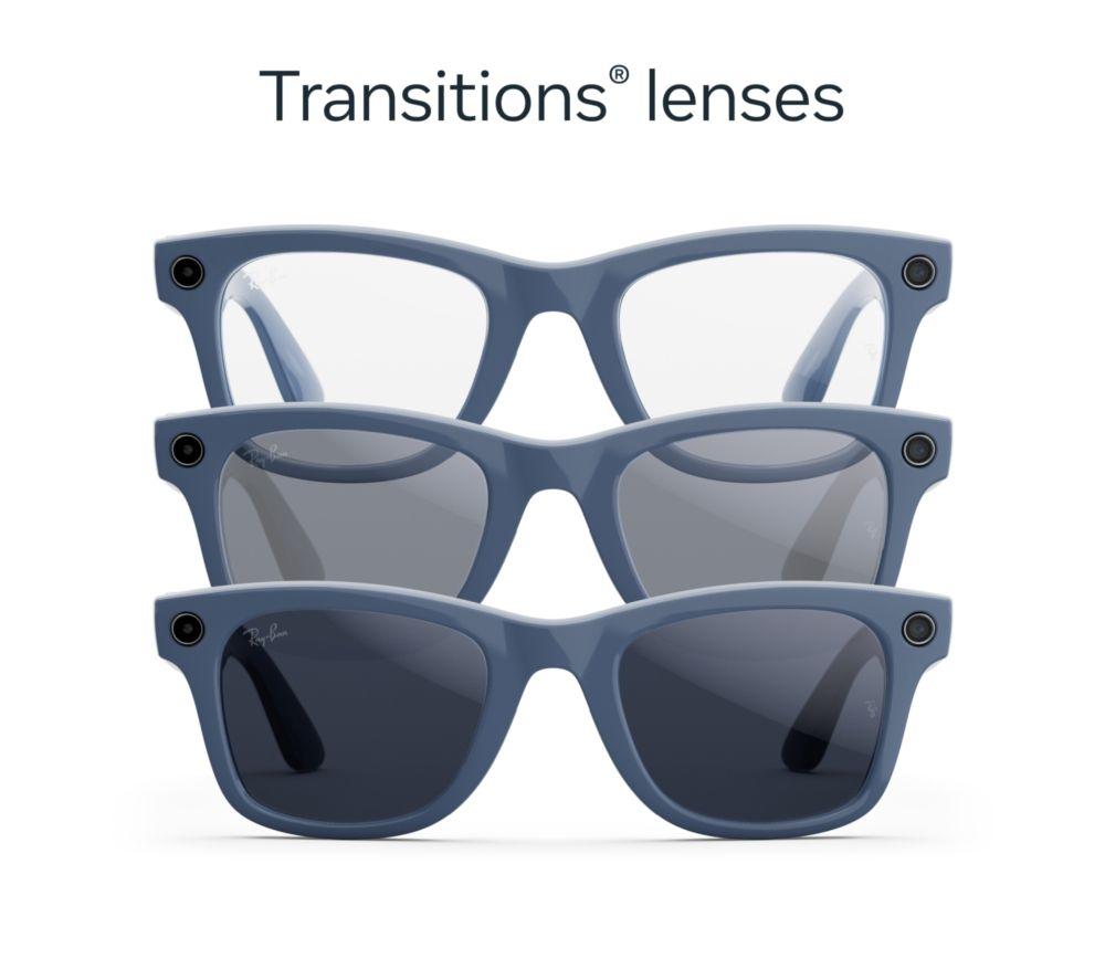 RAY-BAN META Wayfarer (Gen 2) Glasses - Shiny Cosmic Blue with Clear to Sapphire Transitions Lenses