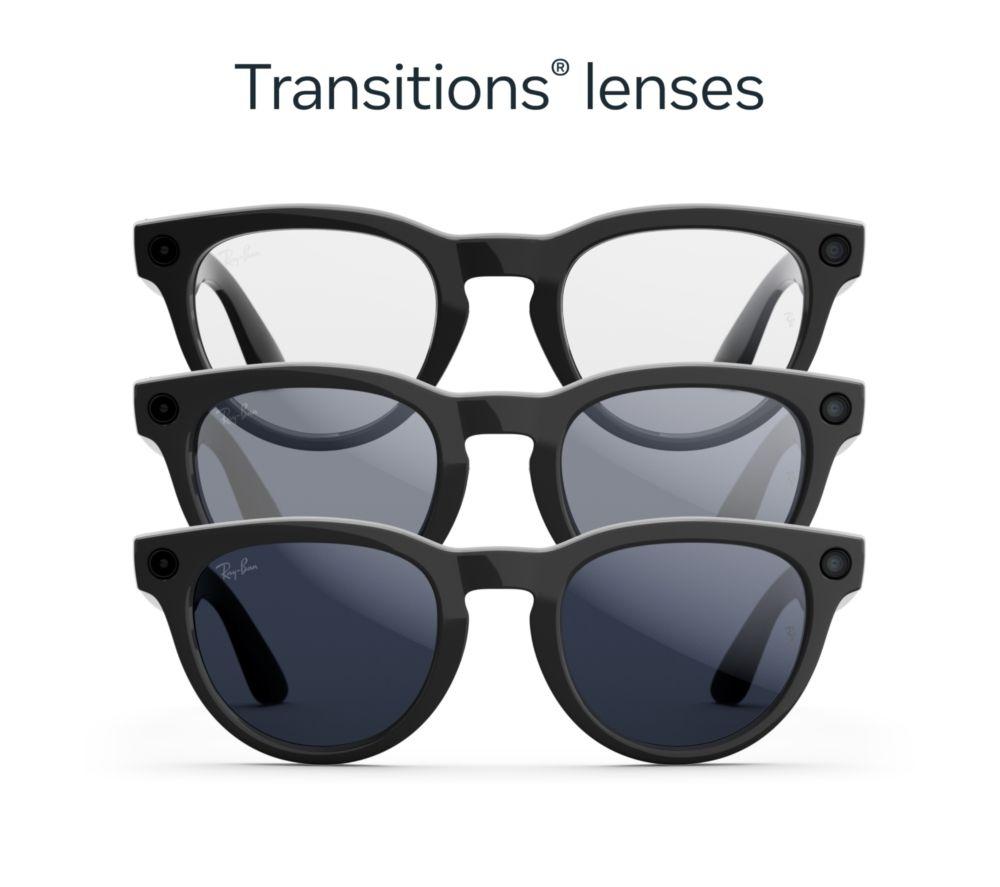 RAY-BAN META Headliner (Gen 2) Glasses - Shiny Black with Clear to Sapphire Transitions Lenses