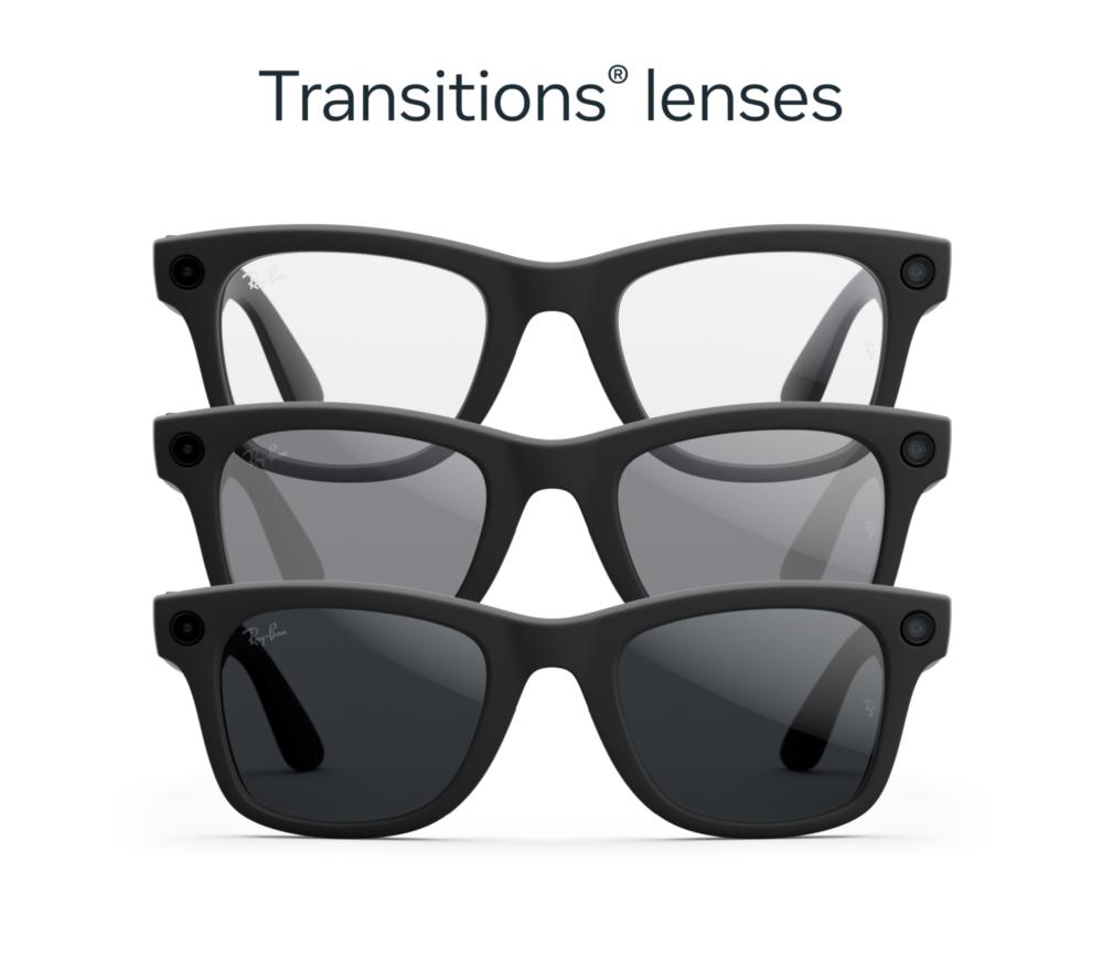 RAY-BAN META Wayfarer (Gen 2) Glasses - Matte Black with Clear to Grey Transitions Lenses