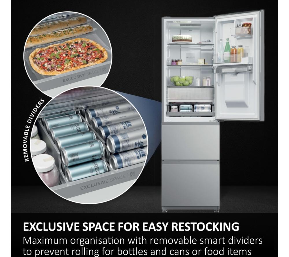 HAIER 3D Combi Series 3 HTR3518EWMXK 60/40 Fridge Freezer - Inox