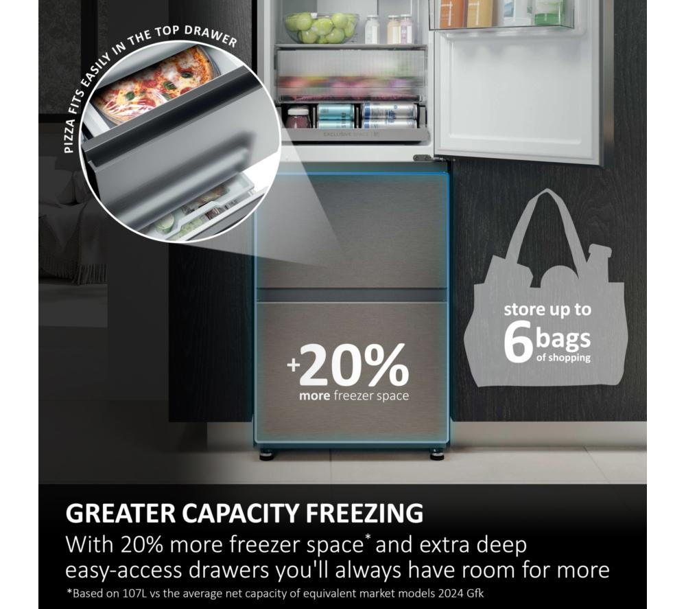 HAIER 3D Combi Series 3 HTR3518EWMXK 60/40 Fridge Freezer - Inox