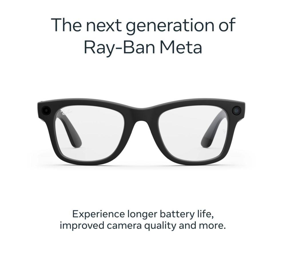 RAY-BAN META Wayfarer (Gen 2) Glasses - Matte Black with Clear Lenses