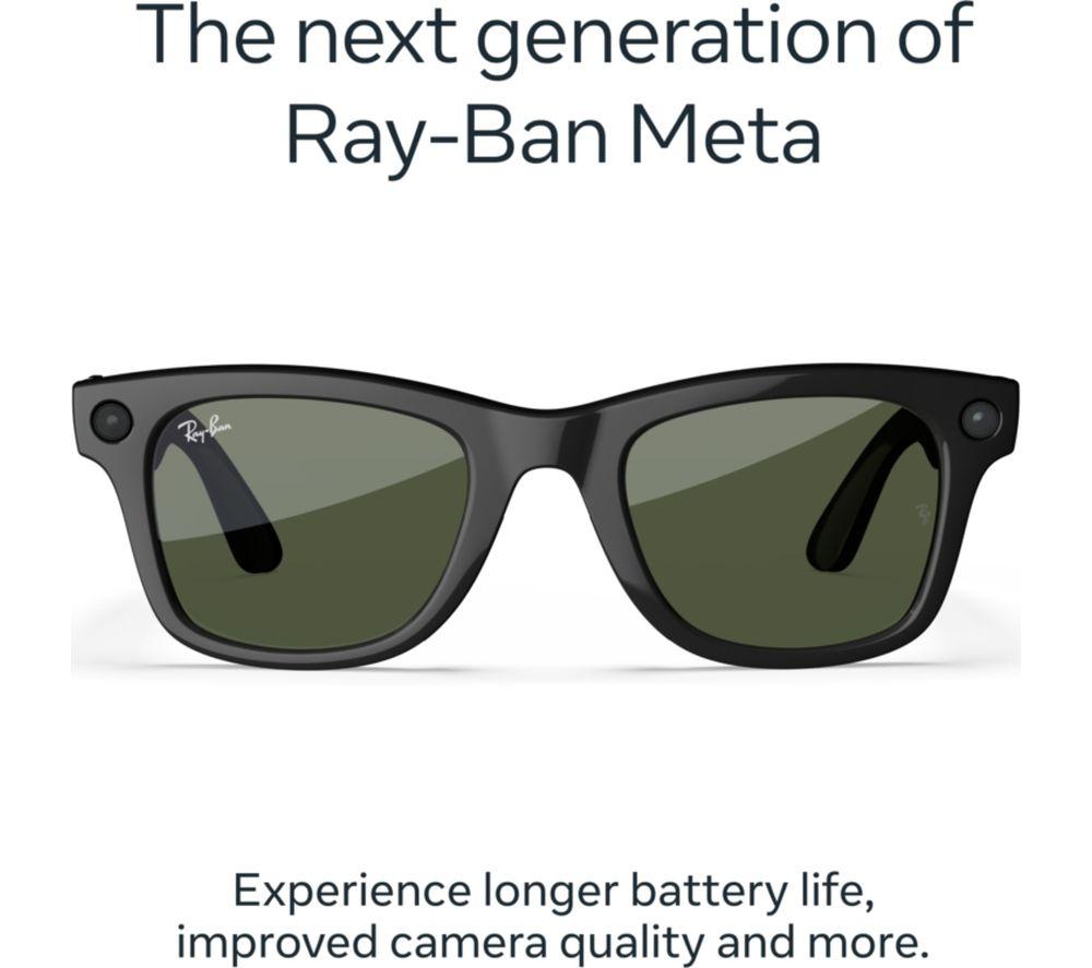 RAY-BAN META Wayfarer (Gen 2) Glasses - Shiny Black with Green Lenses